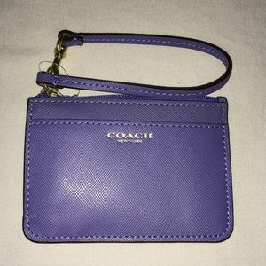 NWOT Coach Saffiano Leather ID/Coin Wristlet
